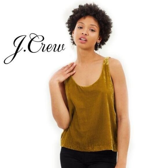 J.Crew Gold Crushed Velvet Sleeveless Tank Top Womens 0 - Picture 1 of 9